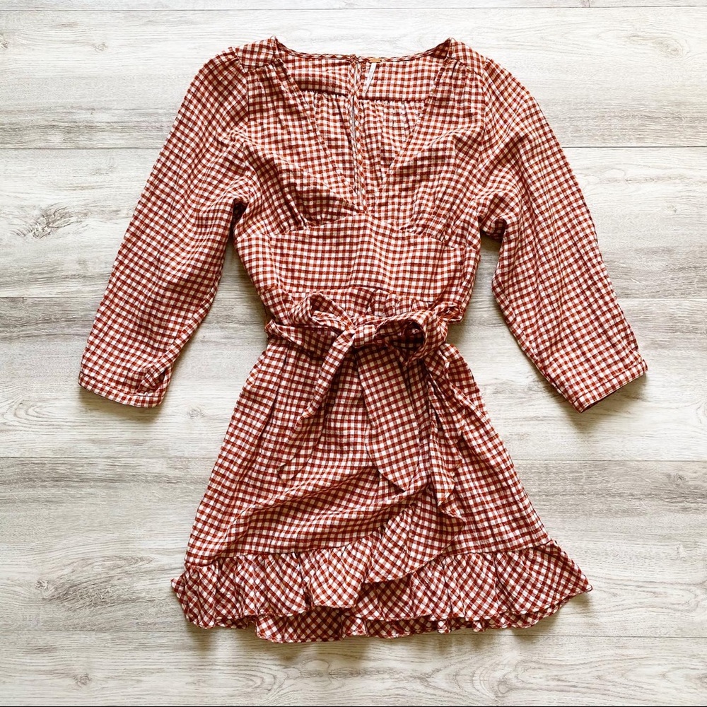 Free People Gingham Wrap Dress
